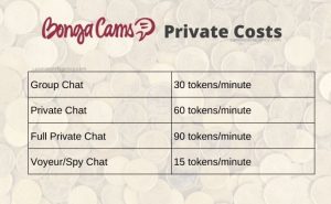 bongacams private costs