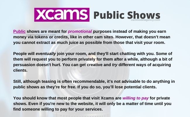 xcams openbare voorstellingen