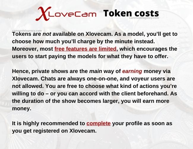 xlovecam token costs