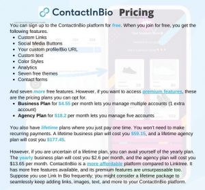 contactinbio pricing