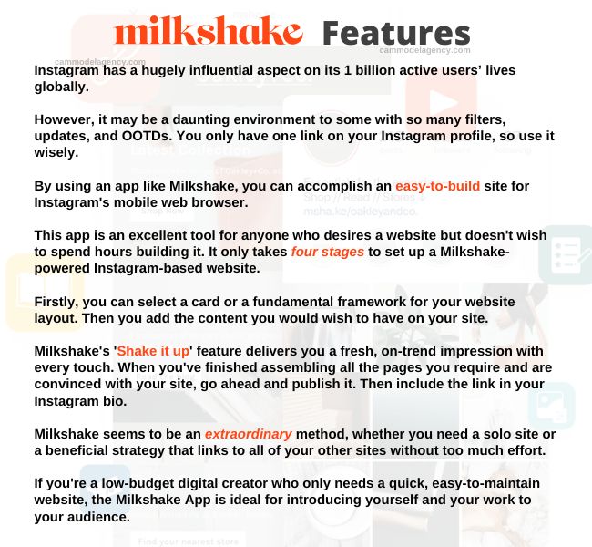 milkshake features